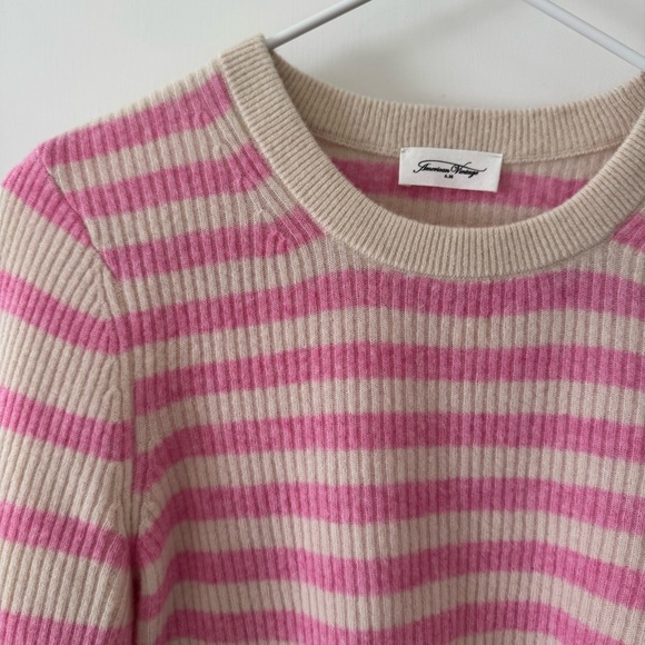 American Vintage Women's jumper Raxow Striped Knit in Pink and Cream - Picture 6 of 10